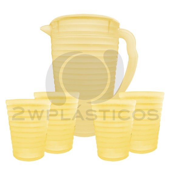 Yellow Freski Pitcher With 4 Cups BPA Free